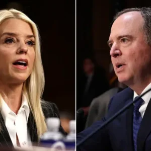Watch as Pam Bondi confronts Adam Schiff during a hearing, drawing attention to his previous censure. Watch as Pam Bondi confronts Adam Schiff during a hearing, drawing attention to his previous censure.