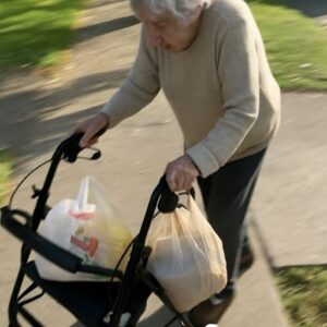 She used a rollator to walk six blocks in order to bring some soup to her neighbor. She used a rollator to walk six blocks in order to bring some soup to her neighbor.