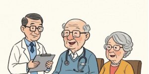 After his check-up, the doctor smiled at the elderly man…